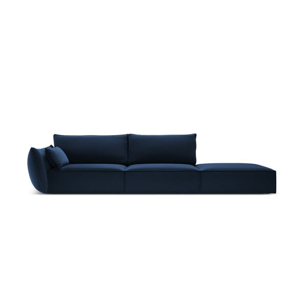 Tamsiai mėlynos spalvos iš velveto sofa su kairiuoju kampu 264 cm Vanda – Mazzini Sofas