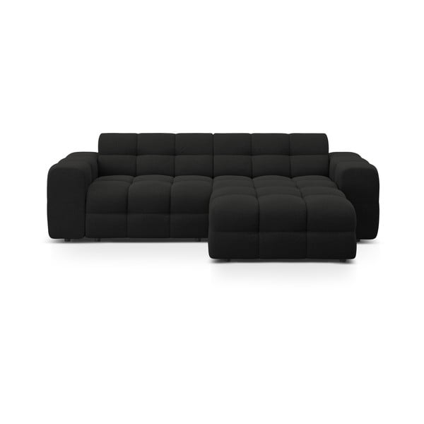 Juodos spalvos kampinė sofa (su dešiniuoju kampu/su gultu) Kendal – Micadoni 