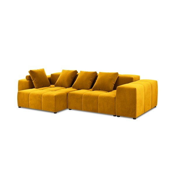 Geltono aksomo kampinė sofa (kintama) Rome Velvet - Cosmopolitan Design-image-2