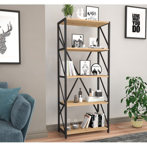 Juoda natūralios pušies lentyna 64x150 cm Eser - Gauge Concept-image-1