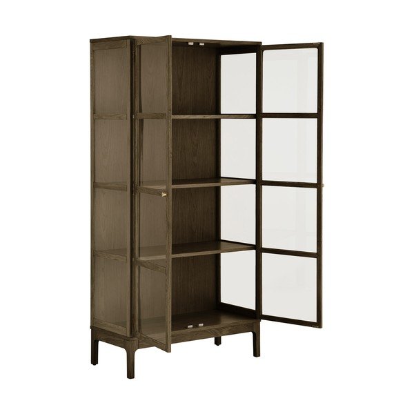 Tamsiai rudos spalvos vitrina iš ąžuolo 90x180x40 cm Zamora – House Nordic-image-4