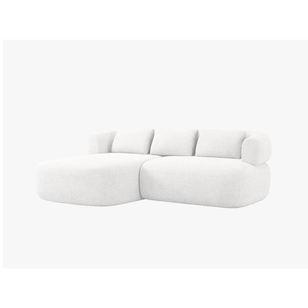 Dramblio kaulo spalvos kampinė sofa iš boucle (su kairiuoju kampu/su gultu) Jenny – Micadoni 