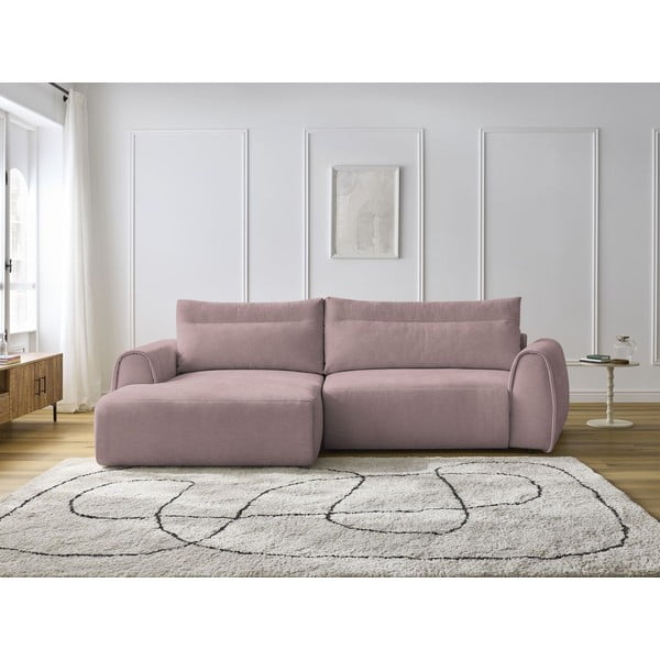 Kampinė sofa šviesiai rožinės spalvos Aden – Bobochic Paris-image-1