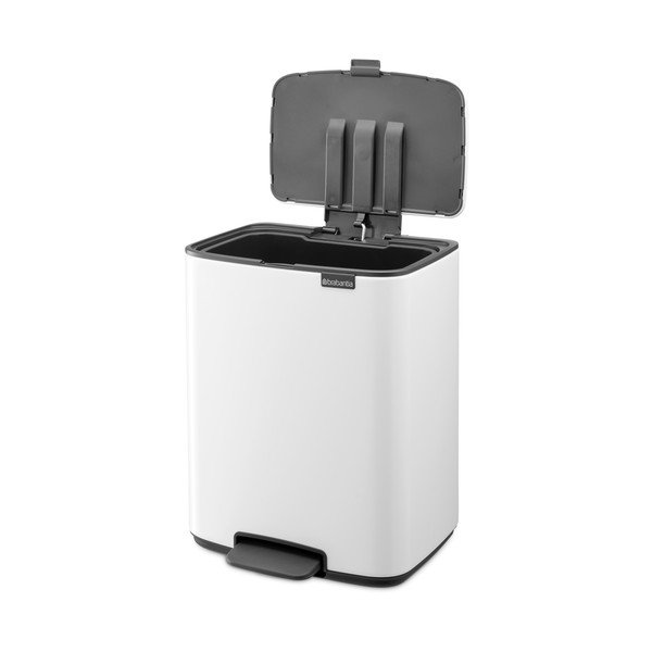 Baltos spalvos šiukšliadėžė iš plieno su pedalu 12 l Bo – Brabantia-image-3