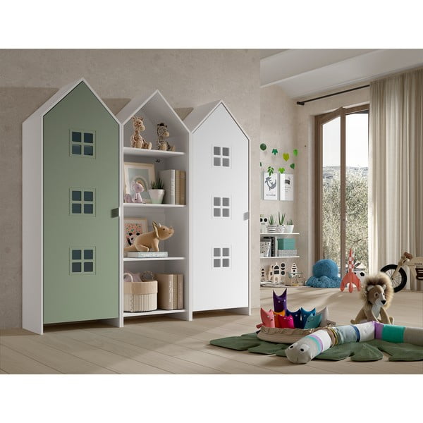 Atvira vaikiška spinta baltos spalvos/žalios spalvos 173x171,5 cm CASAMI BRUGES – Vipack-image-1