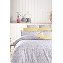 Iš ranforce medvilnės dvigulė/itin ilga patalynė geltonos spalvos/pilkos spalvos su paklode/4 dalių 200x220 cm – Mila Home