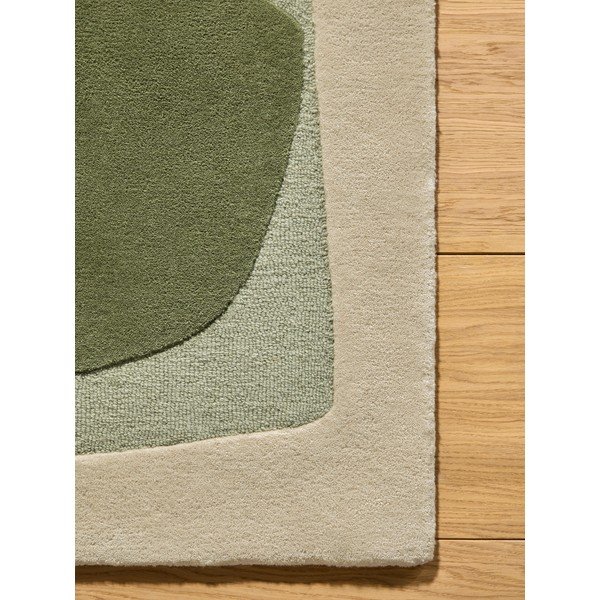 Rankų darbo žalios spalvos/smėlio spalvos iš vilnos kilimas 120x170 cm Kinney – MADE-image-4