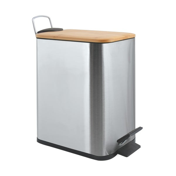 Matinės sidabrinės spalvos iš plieno šiukšliadėžė su pedalu 5 l   Erik – Spirella