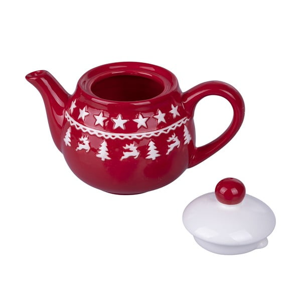 Raudonai baltas kalėdinis keraminis arbatinukas 520 ml Xmas - VDE Tivoli 1996