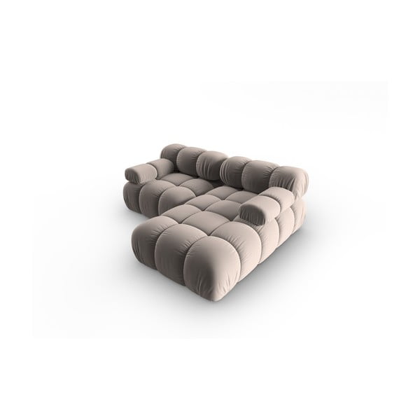 Iš velveto modulinė kampinė sofa šviesiai rudos spalvos (su dešiniuoju kampu) Bellis – Micadoni -image-4