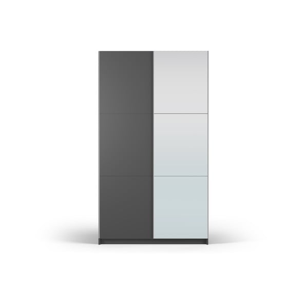 Tamsiai pilka spinta su veidrodžiu ir stumdomomis durimis 122x215 cm Lisburn - Cosmopolitan Design