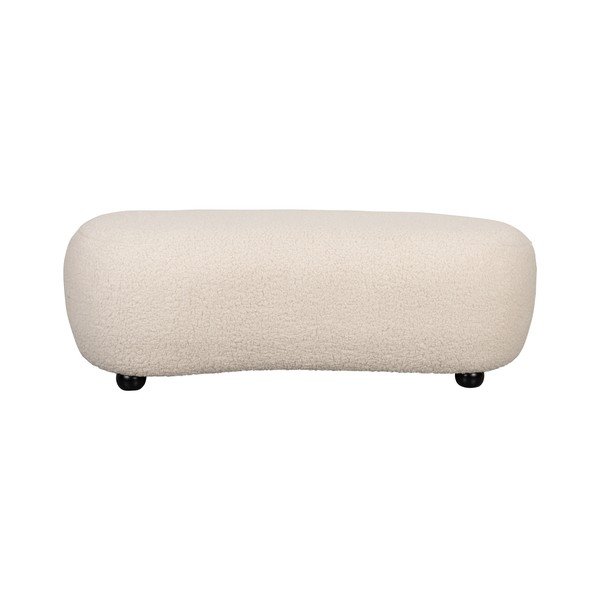 Kreminės spalvos paminkštinto audinio suolas iš boucle Noxx – White Label