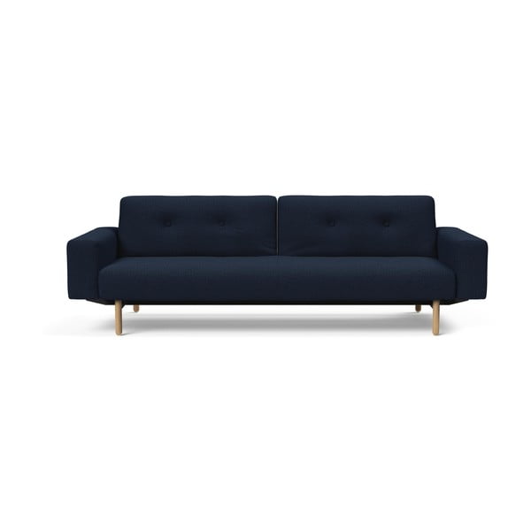 Tamsiai mėlyna sofa-lova su porankiais Innovation Ample Mixed Dance Blue, 90 x 249 cm