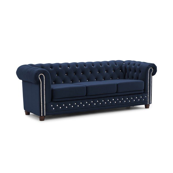 Mėlynos spalvos sulankstoma sofa iš velveto 203 cm York Blik – Ropez