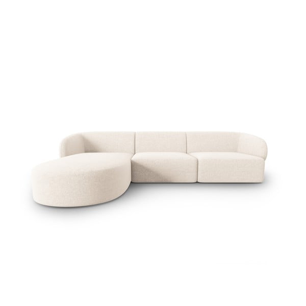 Smėlio spalvos iš šenilinio audinio kampinė sofa (su kairiuoju kampu/su gultu) Paolo – Milo Casa