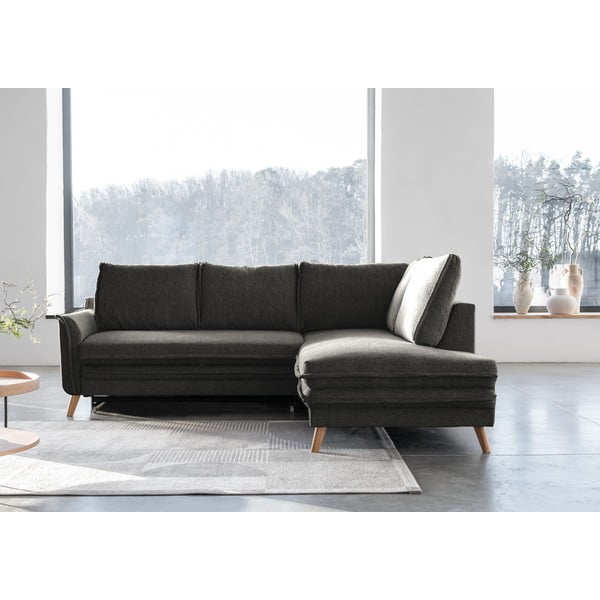 Sulankstoma kampinė sofa tamsiai pilkos spalvos (su dešiniuoju kampu) Charming Charlie – Miuform-image-1