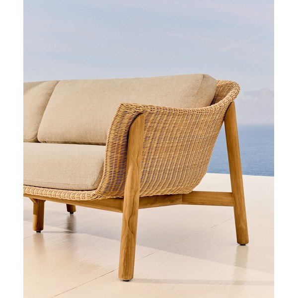 Smėlio spalvos/natūralios spalvos iš audinio sodo sofa Galea – Kave Home-image-2