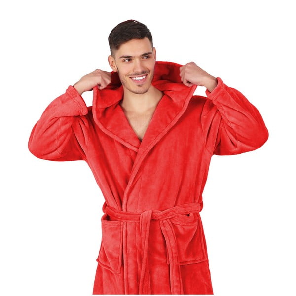 Raudonas mikropluošto chalatas DecoKing Robby, M dydžio-image-3