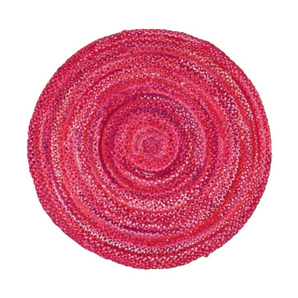 Rožinis medvilninis apvalus kilimas Garida, ⌀ 120 cm