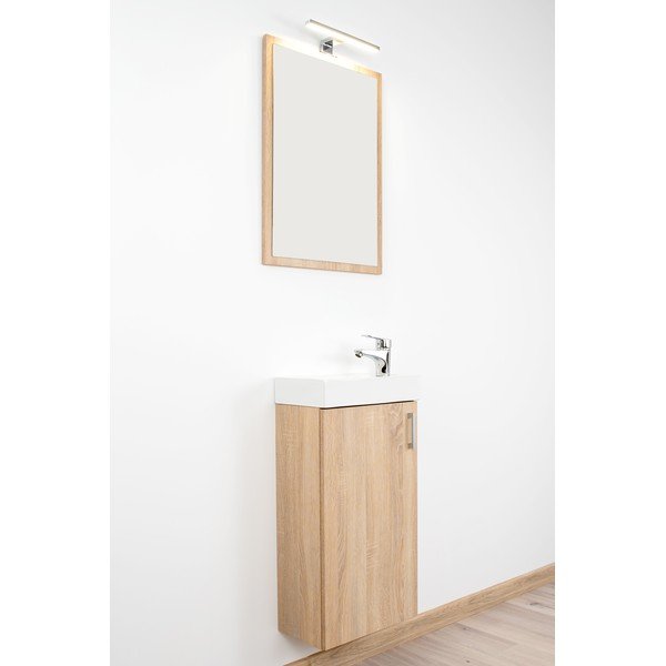 Žema/pakabinama spintelė po kriaukle natūralios spalvos iš ąžuolo 40x79 cm Oia – STOLKAR-image-4