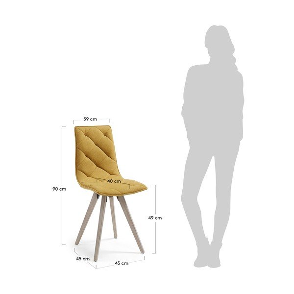4 garstyčių geltonos spalvos valgomojo kėdžių rinkinys "La Forma Tuk-image-3