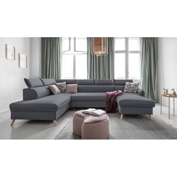 Sulankstoma kampinė sofa tamsiai pilkos spalvos (su kairiuoju kampu) Sweet Harmony – Miuform-image-1