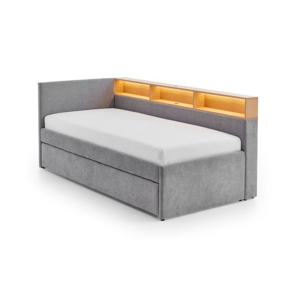 Pilkos spalvos kampinė vaikiška lova su sandėliavimo vieta be grotelių 90x200 cm Uno – Meise Möbel-image-4