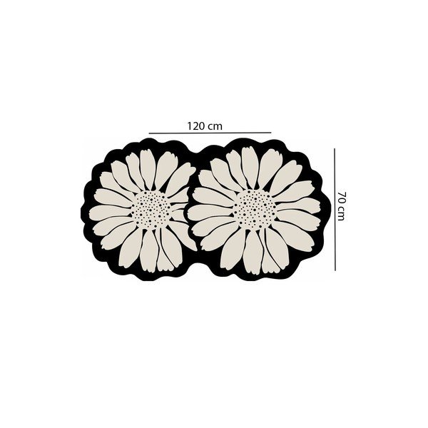 Juodos spalvos/kreminės spalvos vonios kilimėlis 70x120 cm Flor Extrana – Foutastic-image-3