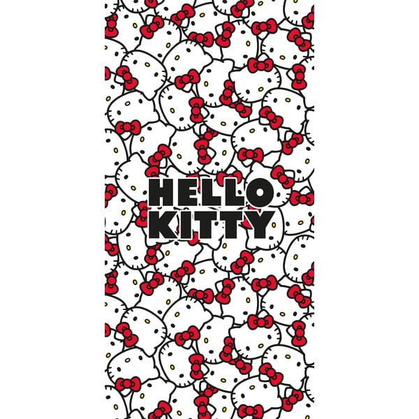 Raudonos spalvos/baltos spalvos iš medvilnės vaikiškas rankšluostis 70x140 cm Hello Kitty – Jerry Fabrics