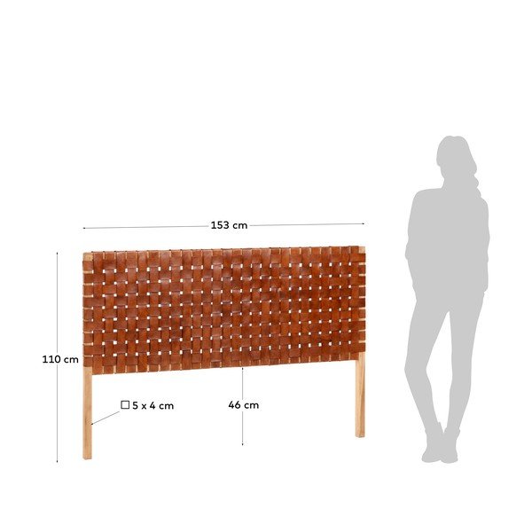 Medžio ir odos dekoro lovos galvūgalis Kave Home Calixta, 153 x 110 cm-image-4