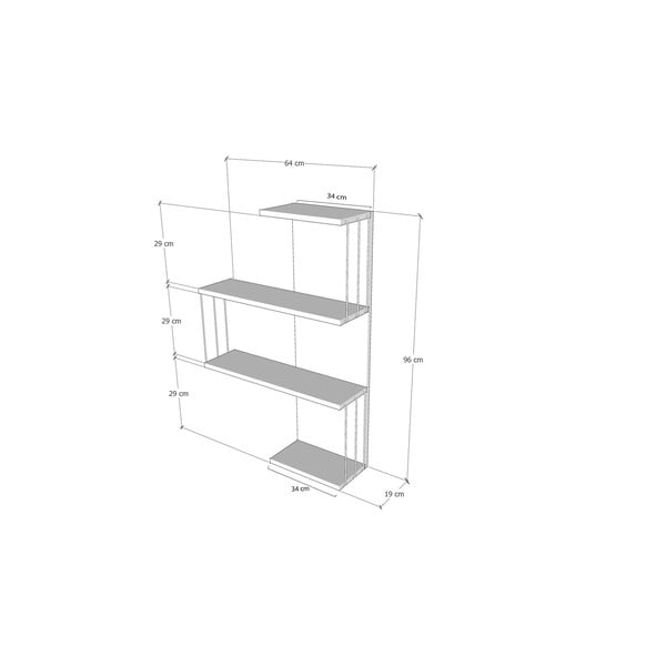 Kelių aukštų sieninė lentyna baltos spalvos/natūralios spalvos iš pušies 64 cm Cambel – Kalune Design-image-4