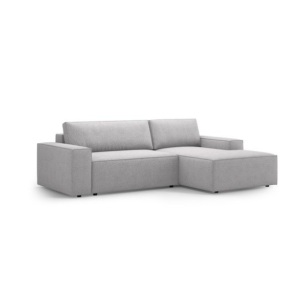 Iš boucle sulankstoma kampinė sofa šviesiai pilkos spalvos (su dešiniuoju kampu) Jodie – Micadoni Home-image-3