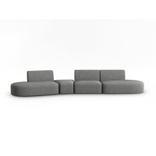 Pilkos spalvos iš šenilinio audinio sofa su kairiuoju kampu 428 cm Paolo – Milo Casa
