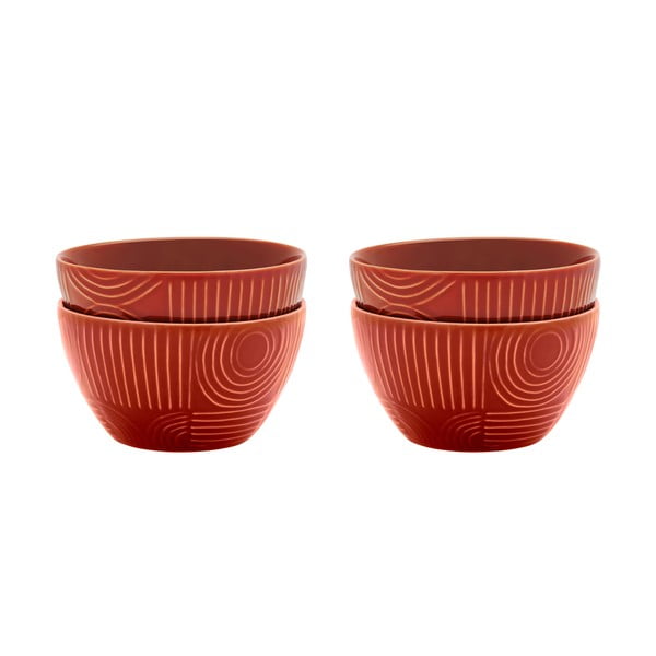 Iš keramikos maži dubenys raudonos plytų spalvos 4 vnt. 400 ml Arc – Maxwell & Williams