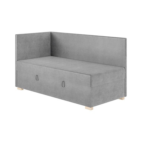 Pilkos spalvos kampinė vaikiška lova su sandėliavimo vieta su čiužiniu  90x200 cm Flexi – Ghado-image-3