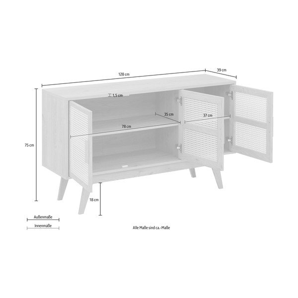Žema šoninė spintelė natūralios spalvos iš ąžuolo 128x75 cm Bridget – Støraa-image-4
