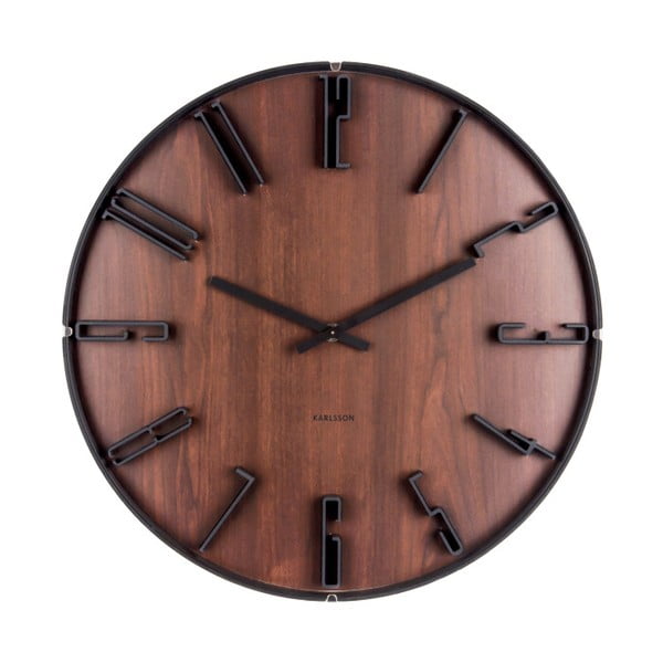 Tamsiai rudas sieninis laikrodis "Karlsson Sentient", ⌀ 40 cm