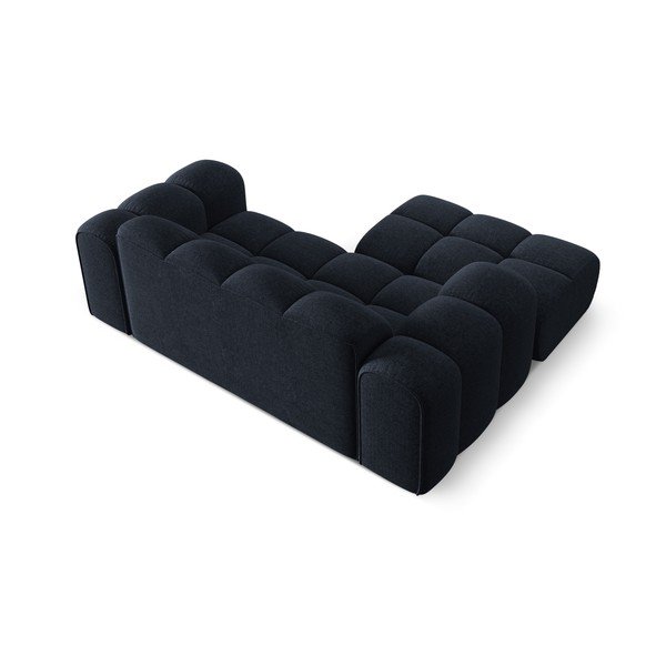 Tamsiai mėlynos spalvos iš šenilinio audinio kampinė sofa (su kairiuoju kampu/su gultu) Treno – Cosmopolitan Design-image-3