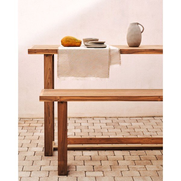 Natūralios spalvos medžio masyvo sodo suoliukas Canadell – Kave Home-image-1