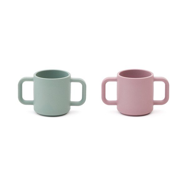 Šviesiai rožinės spalvos/turkio spalvos iš silikonas vaikiški puodeliai 2 vnt. Lili – Kave Home