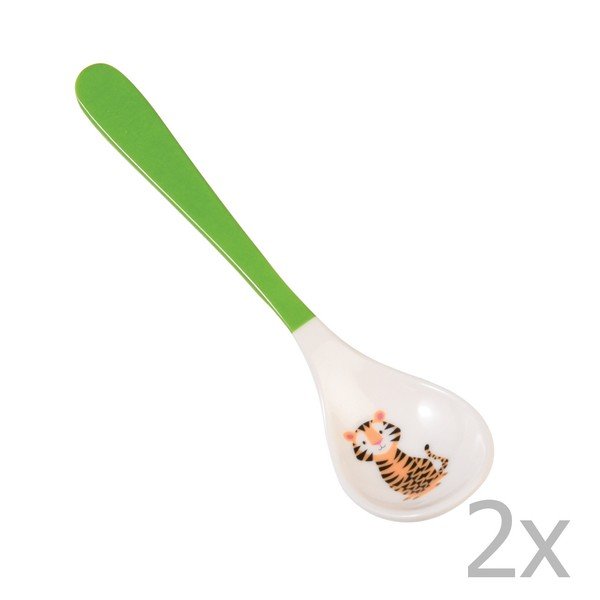 2 žalių "Rex London Jim The Tiger" vaikiškų šaukštelių rinkinys