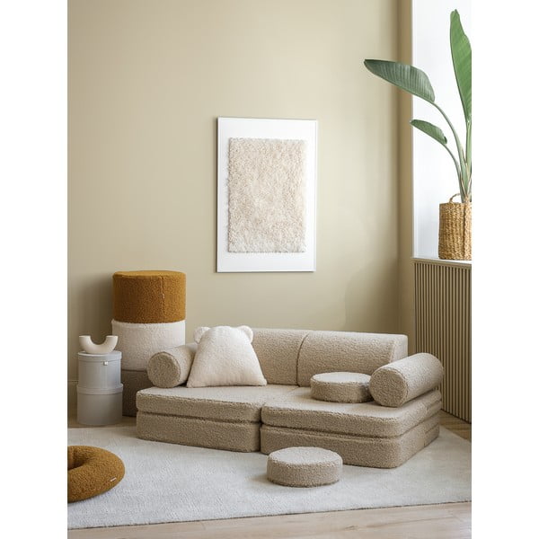 Šviesiai rudos spalvos iš boucle vaikiška sofa 132 cm Settee – Wigiwama-image-3
