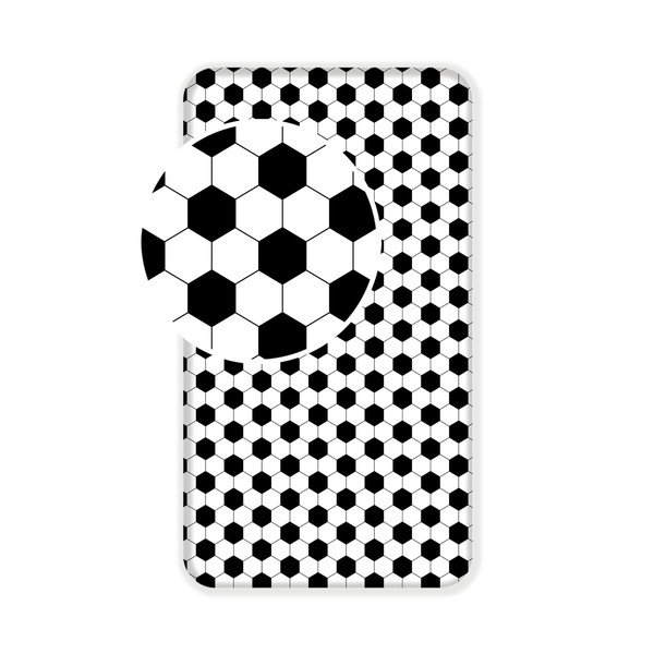 Juodos ir baltos spalvos iš medvilnės viengulė vaikų patalynė su guma 90x200 cm Football – Jerry Fabrics