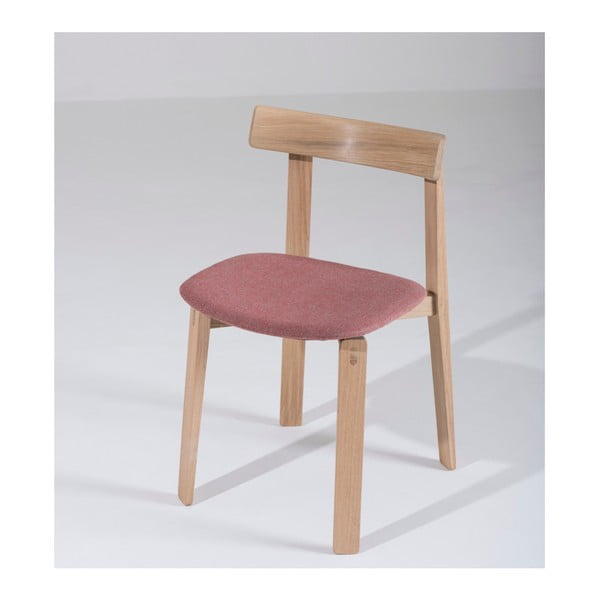 Valgomojo kėdė iš ąžuolo masyvo su rausva sėdyne "Gazzda Nora