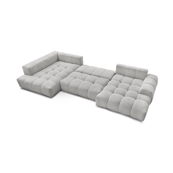 Šviesiai pilkos spalvos iš šenilinio audinio sulankstoma/su sandėliavimo vieta kampinė sofa (su kairiuoju kampu/„U“ formos) Everest – Bobochic Paris-image-4