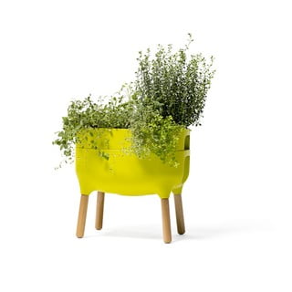 Žalias savaiminio laistymo vazonas Plastia Low Urbalive, 48 cm aukščio