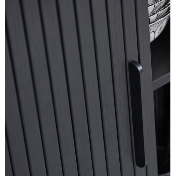 Juodos spalvos ąžuolinis TV staliukas 120x56 cm Nola - Unique Furniture-image-3