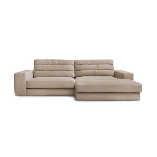 Taupe spalvos kampinė sofa iš velveto (su dešiniuoju kampu/su gultu) Sierra – Bobochic Paris