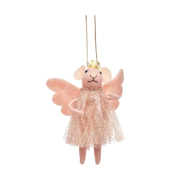 Iš tekstilės rankų darbo eglutės papuošimas 13 cm Pink Princess Fairy Mouse – Sass & Belle
