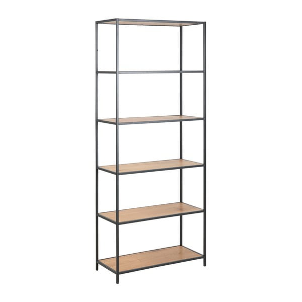Pastatoma lentyna juodos spalvos/natūralios spalvos iš ąžuolo 77x185 cm Seaford – Actona-image-1